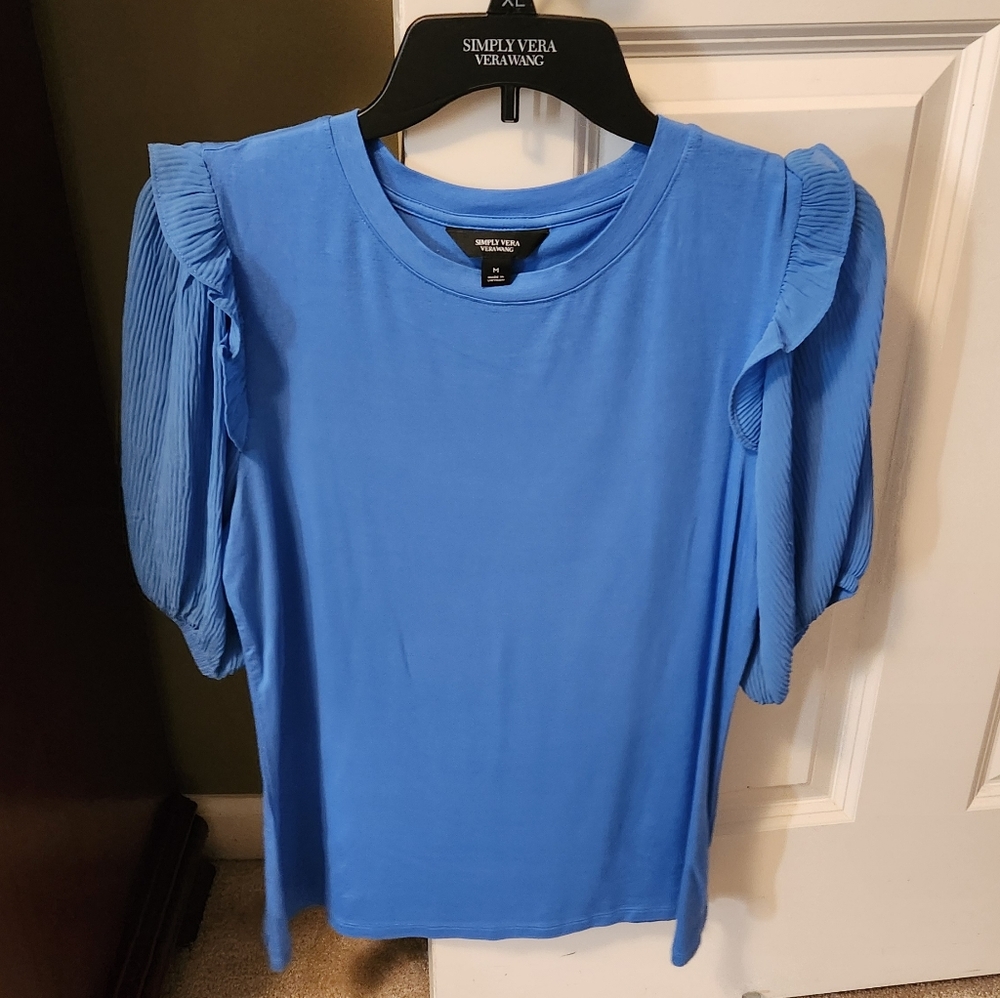 Simply Vera Vera Wang Ruffled Blue Blouse